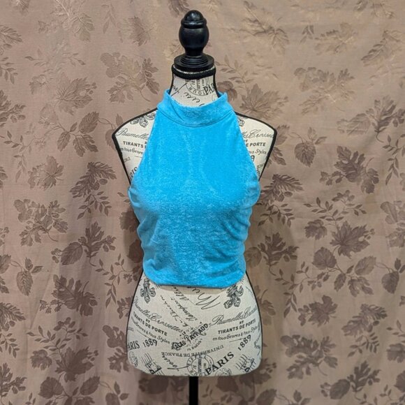Fabletics Other - Fabletics Aqua Blue Terry Built-In Bra Tank, Size L, New With Tags!